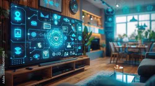 Wallpaper Mural Technological Sophistication: Digital Icons Illustrating Smart Home Environment Torontodigital.ca