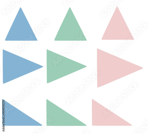 Colorful triangles (isosceles, right triangle), PNG