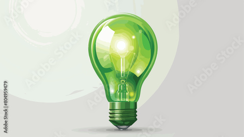 Green light bulb over white Vector stylee vector design