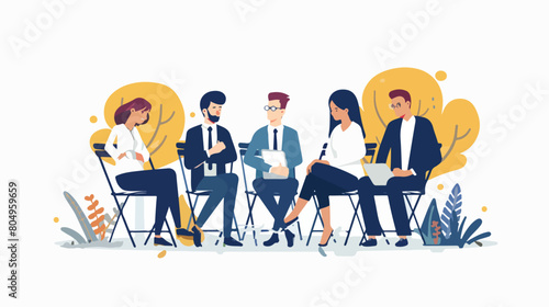 Group of business in park chair avatar character Vector