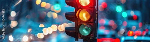 A traffic light is a signaling device positioned at a road intersection to control the flow of traffic photo