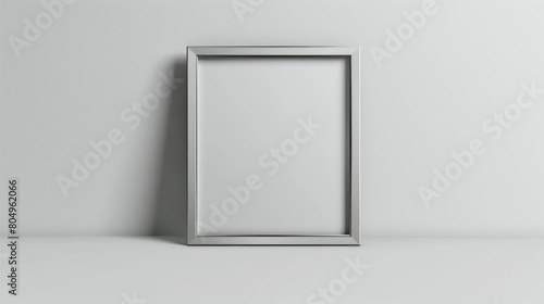 A minimal art image of a silver picture frame on a white background photo