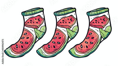 Watermelon sock design over white Vector illustration