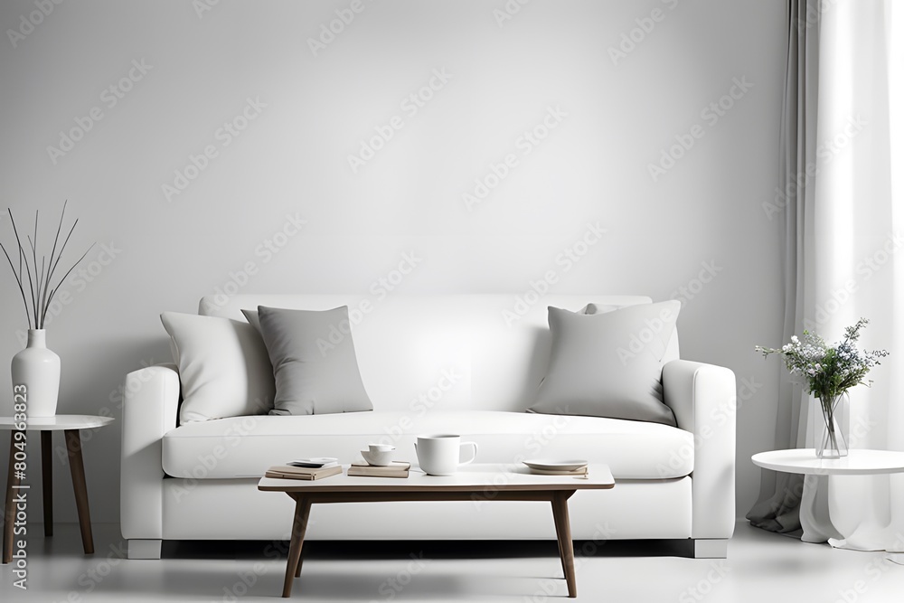 Simple neat interior. Simple sofa and table, ai, generative, 생성형, 심플한 인테리어 Simple neat interior. Simple sofa and table, ai, generative, 생성형, 심플한 인테리어