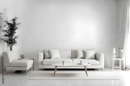 Simple neat interior. Simple sofa and table  ai  generative                                   