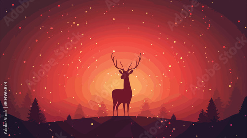 Happy merry christmas deer horns vector illustration photo