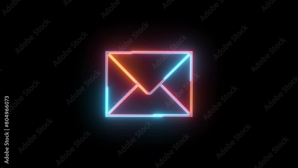 Neon mail envelope icon brown cyan color glowing animated black background Neon mail envelope icon brown cyan color glowing animated black background