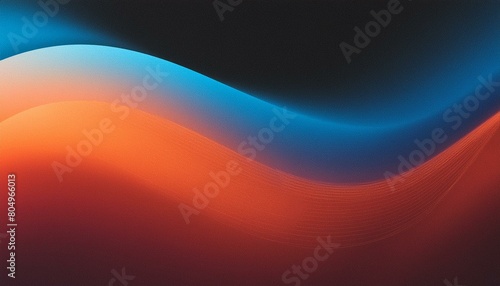 Black blue orange red abstract grainy poster background vibrant color wave dark noise texture cover header design