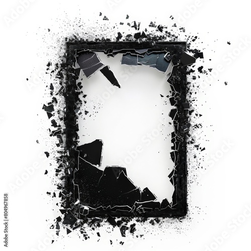 Shattered Glass Frame on White Background - Concept of Broken Dreams and Lost Memories