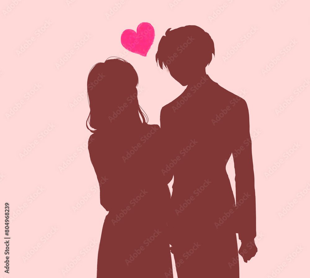 寄り添う男女 恋愛 影絵 寄り添う男女 恋愛 影絵