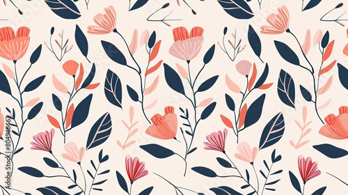 seamless pattern of whimsical flower backgrounds illustrations © ryanbagoez