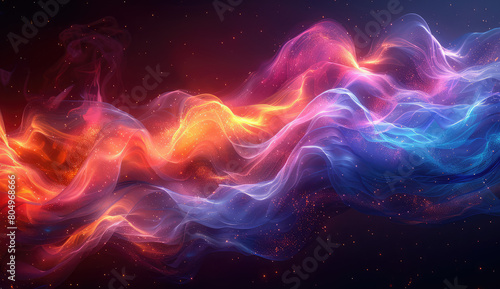A colorful smoke or flame background  vector illustration  colorful fire and ice background  dark blue background. Created with Ai