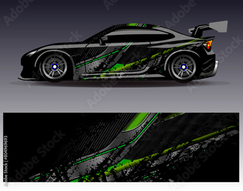 Car wrap design vector.Graphic abstract stripe racing background designs for vehicle, rally, race, adventure and car racing liverY