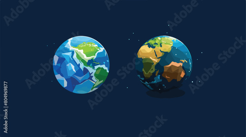 Illustration of planet earth icon and sphere vector illustration