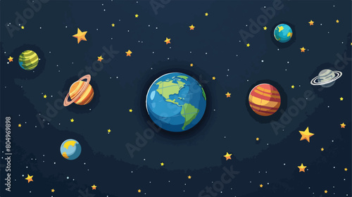 Illustration of planet earth icons in dotted backgroundd