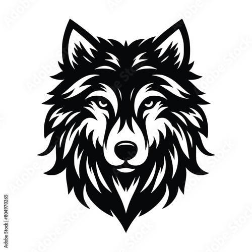 wolf head face logo vector illustration minimalist design template. also can use for t- shirt, emblem, tattoo and more