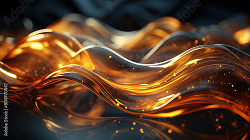 Artistic Gold Based Textured Light Luxury Flowing on Blurry Background photo