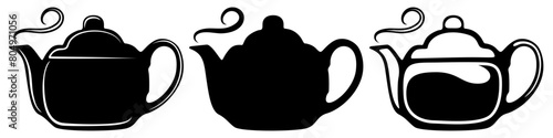 set silhouettes vintage teapot icon symbol vector illustration