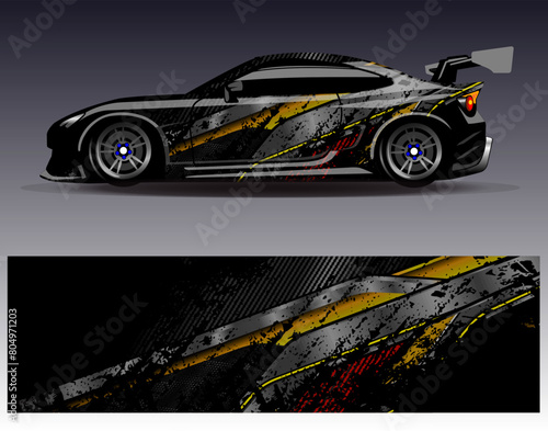 Car wrap design vector.Graphic abstract stripe racing background designs for vehicle  rally  race  adventure and car racing liverY