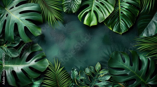 Collection of tropical leaves  foliage plant in green color with space clean isolated background