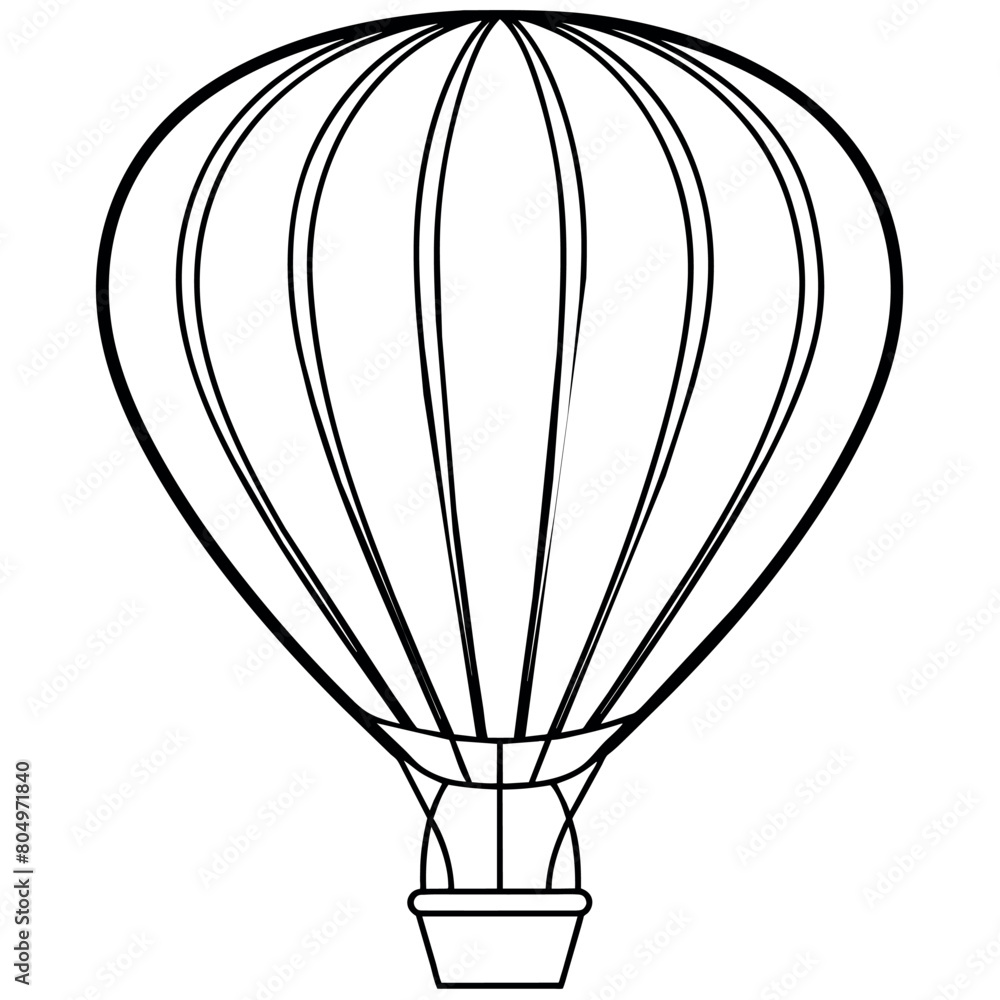Fototapeta premium Hot air balloon outline illustration digital coloring book page line art drawing