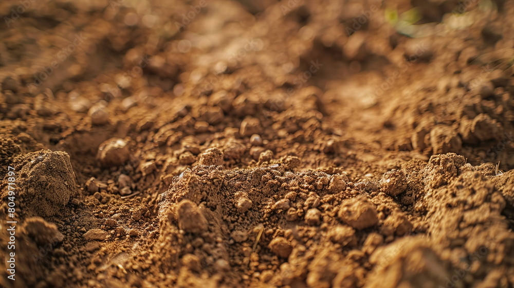 Closeup of brown soil and dirt as a symbol for agriculture and gardening Closeup of brown soil and dirt as a symbol for agriculture and gardening