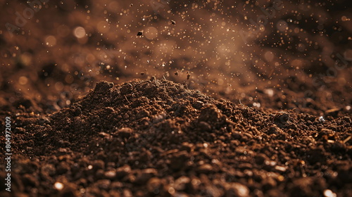 Closeup of brown soil and dirt as a symbol for agriculture and gardening