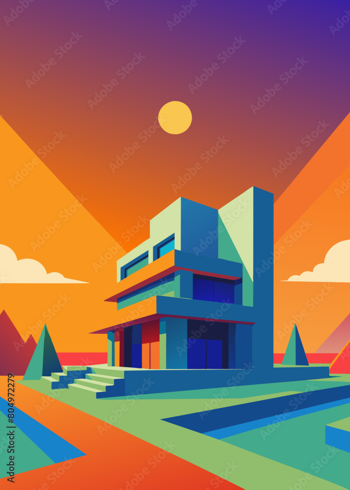 Naklejka premium Architecture in the form of brutalism