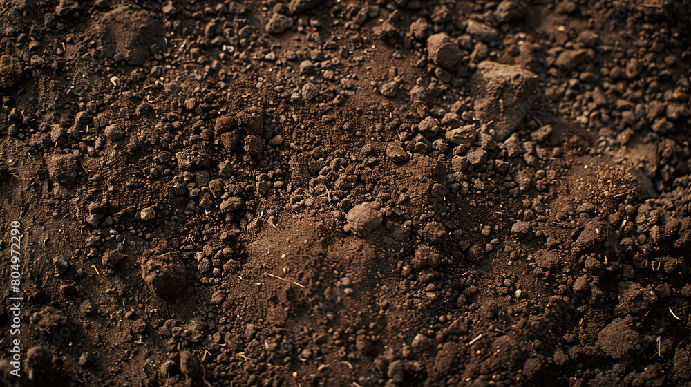 Closeup of brown soil and dirt as a symbol for agriculture and gardening Closeup of brown soil and dirt as a symbol for agriculture and gardening
