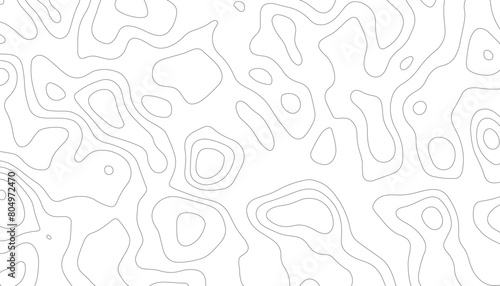 Background of the topographic map. Topographic map lines, contour background. Black and white abstract background.