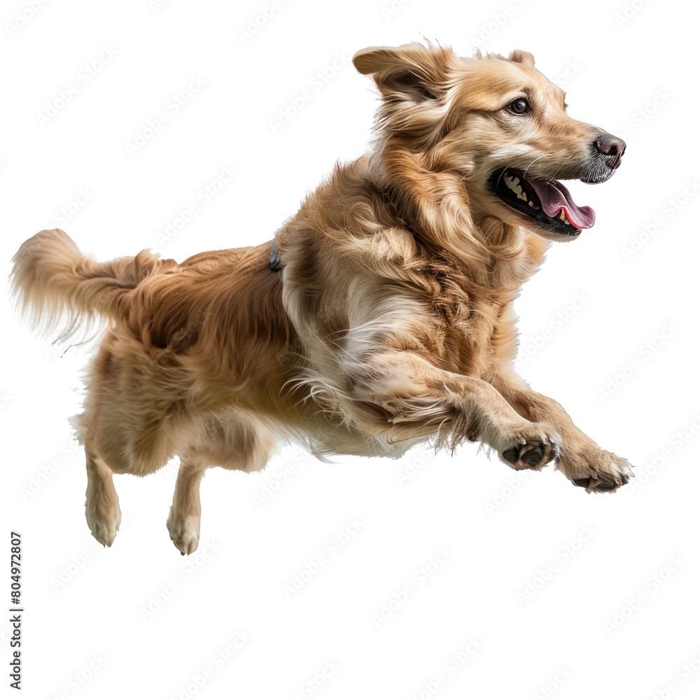 floating full body dog isolate on transparency background PNG