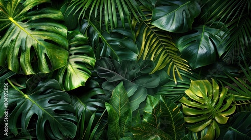 Collection of tropical leaves  foliage plant in green color with space clean isolated background