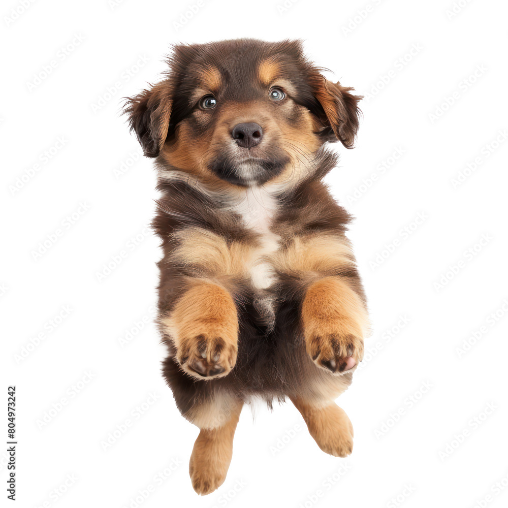 floating full body puppy isolate on transparency background PNG