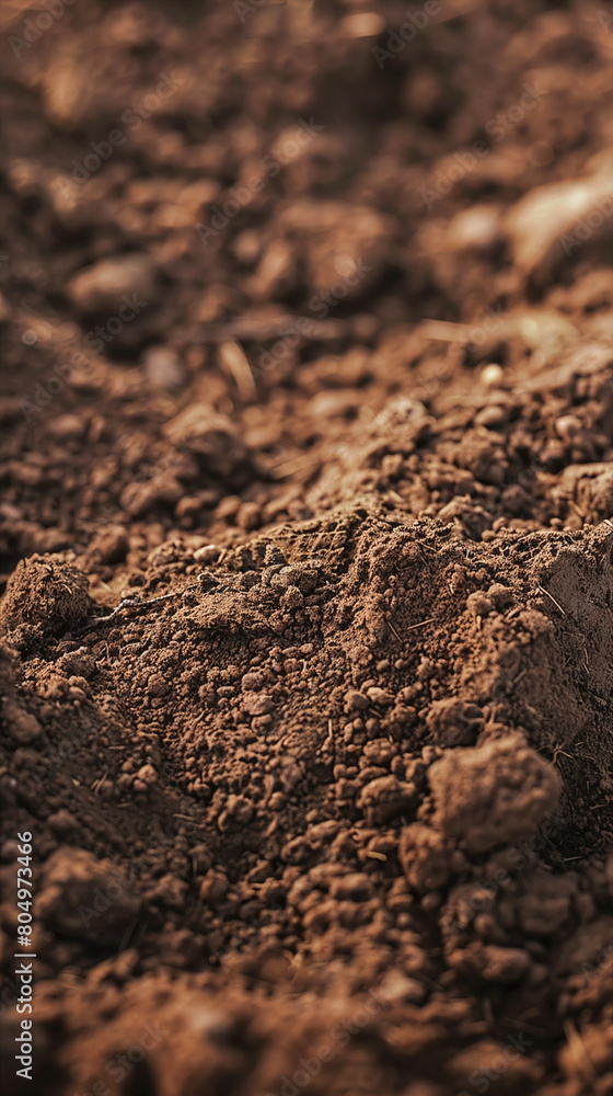 Closeup of brown soil and dirt as a symbol for agriculture and gardening Closeup of brown soil and dirt as a symbol for agriculture and gardening
