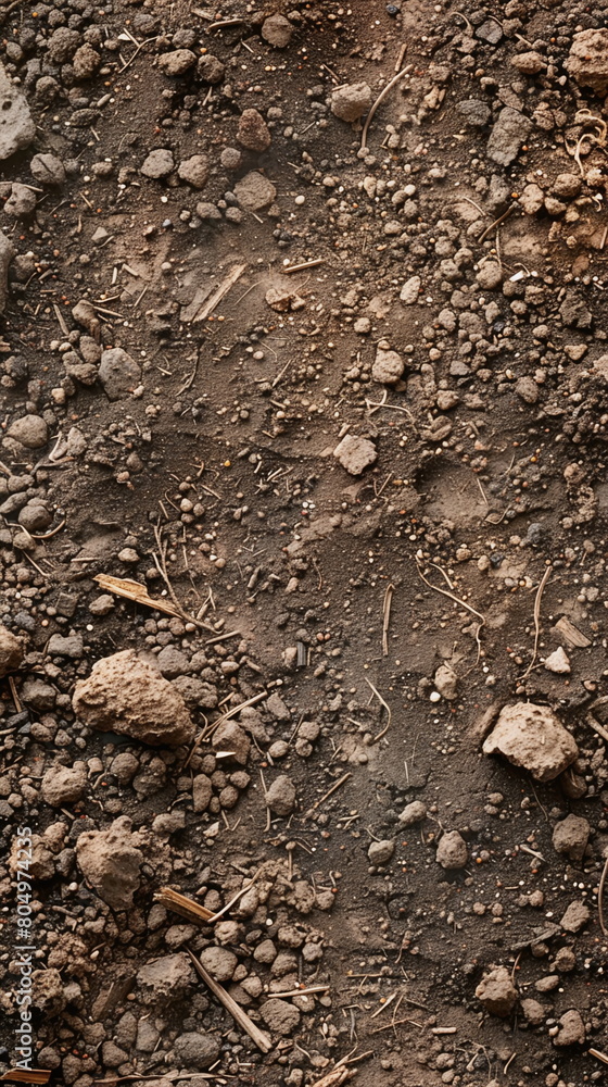 Closeup of brown soil and dirt as a symbol for agriculture and gardening Closeup of brown soil and dirt as a symbol for agriculture and gardening