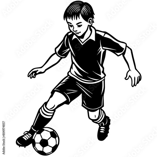 kid-playing-football-on-white-background © VarotChondra