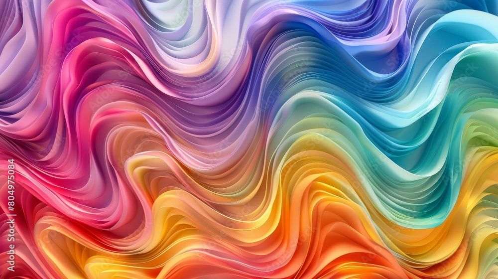 Fototapeta premium A vibrant dance of multicolored digital waves