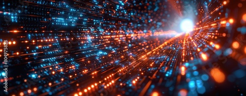 Digital binary code matrix background, a scientific technology data binary code network conveying connectivity, complexity and data flood of modern digital age