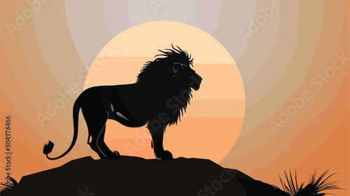 Lion cartoon in black sections silhouette Vector style