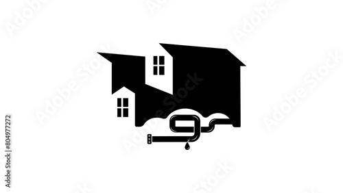 plumbing repair, black isolated silhouette 