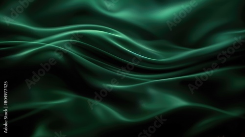 A close-up of a green silk fabric with soft waves. AIG51A.