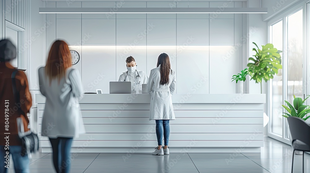 Admission of patients at the registry of a modern clinic. Admission of patients at the registry of a modern clinic.