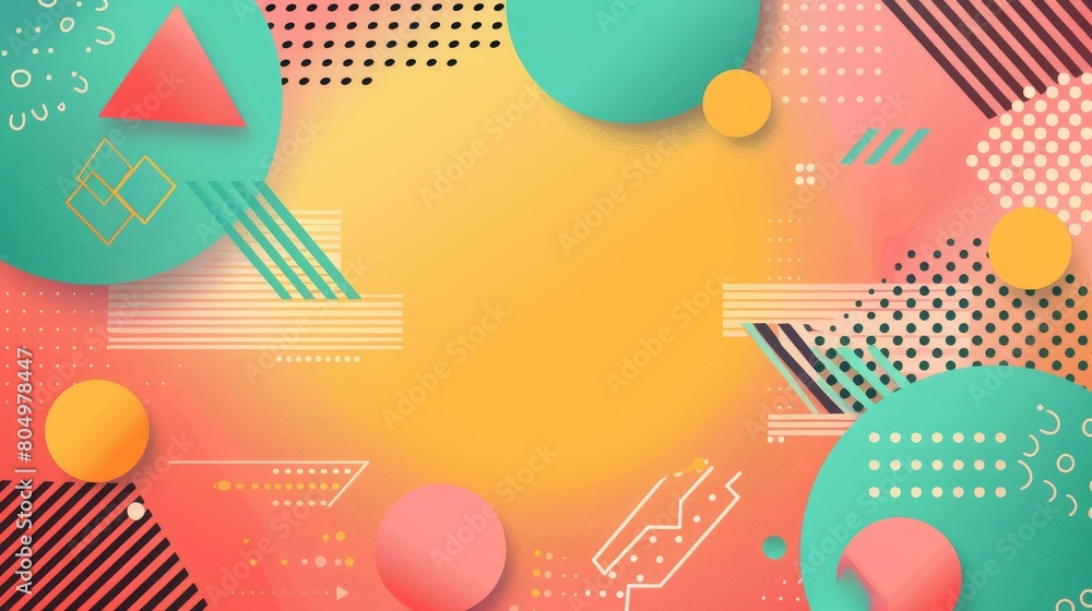 Vibrant abstract background with geometric shapes and dotted patterns