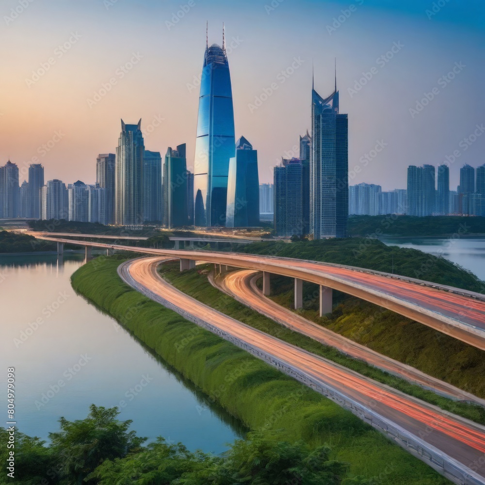 Fototapeta premium country skyline at sunset