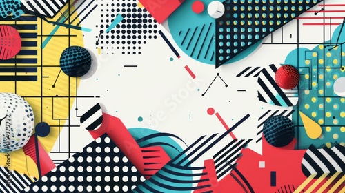 Vibrant geometric abstract art with dynamic shapes and patterns