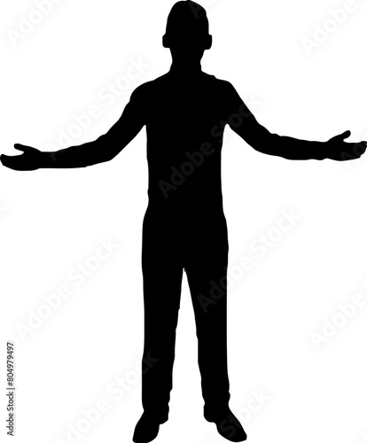 A silhouette of a man with both arms spread out.