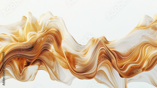 Cosmic latte abstract waves flowing, sharply isolated on a white backdrop, HD clarity. photo