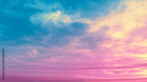 Colorful cloudy sky at sunset. Gradient color. Sky texture. Abstract nature background © vvvita
