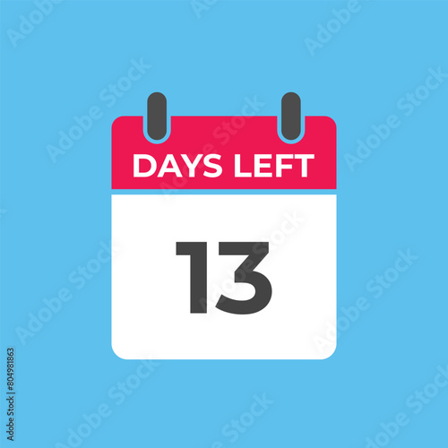 13 days to go countdown template. 13 day Countdown left days banner design. 13 Days left countdown timer
