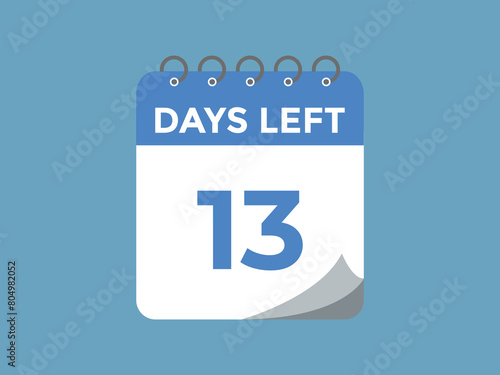 13 days to go countdown template. 13 day Countdown left days banner design. 13 Days left countdown timer 